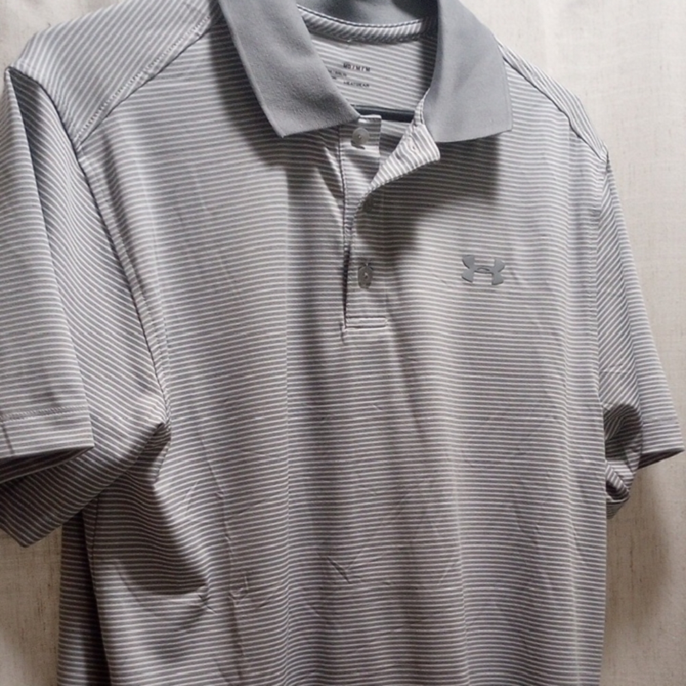 Under Armour Men's Gray Striped Polo Shirt